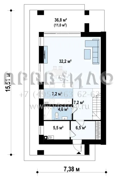 Проект мансардного дома для узкого участка S3-135 (Z431 v1)