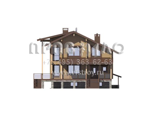 Особняк из клееного бруса с монолитным цоколем S7-390 (1-41)
