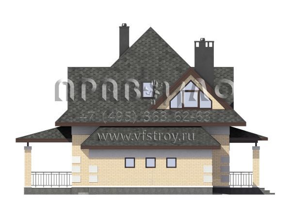 Загородный дом из кирпича с шатровой крышей S7-154 (2-27h)