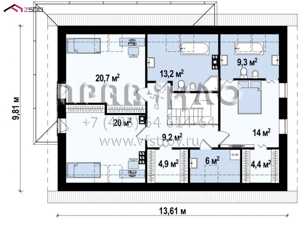 Проект частного дома с большой угловой террасой s3-208-1 (Z240)