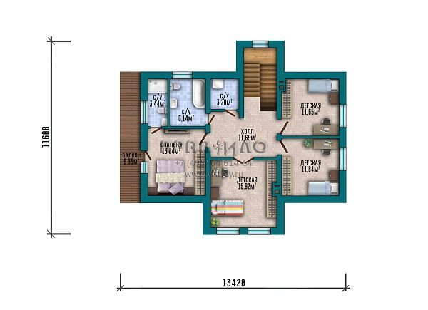 Проект современного дома с мансардным этажом и комбинированной кровлей S2-179 (318-179-1М)