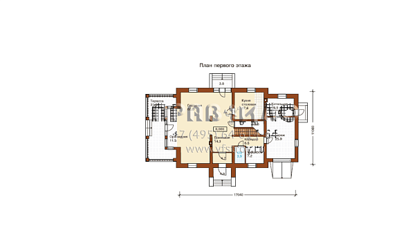 Дом в классическом стиле с двумя полноценными этажами и пристроенным гаражом L-307-1K