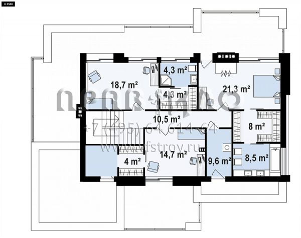 Проект дома с необычной архитектурой и просторными террасами S3-259-3 (Zx107)