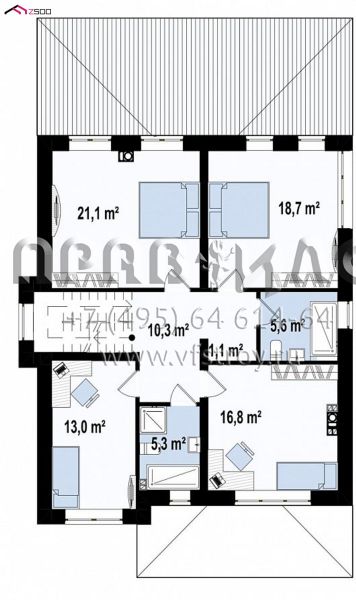 Проект красивого многокомнатного двухэтажного дома S3-199-6 (Zz2 L bg s)