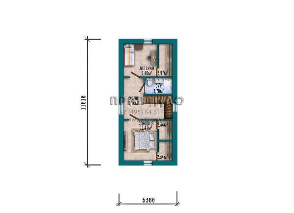 Проект дома с мансардным этажом для узкого участка S2-86 (364-86-1М)