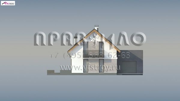 Проект мансардного коттеджа с пристроенным гаражом на один автомобиль S3-179-6 (Z370)