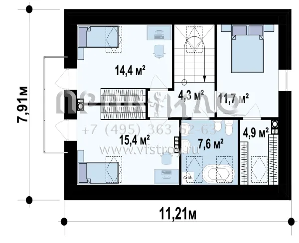 Проект дома с кирпичной облицовкой фасадов s3-120-2 (Z225 k)