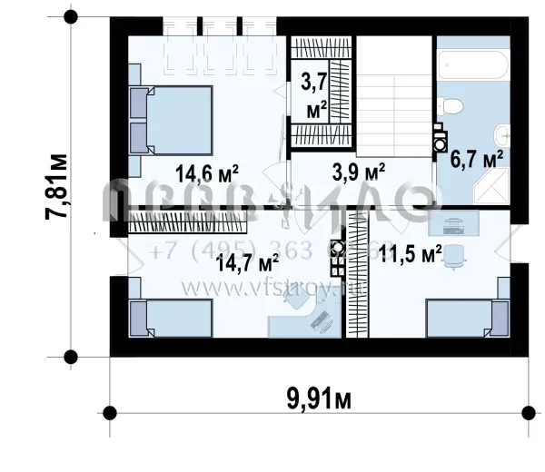 Проект частного дома с кровлей без карниза  S3-110-1 (Z229)