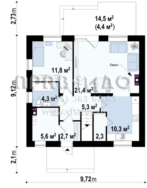 Проект красивого дома из кирпича, керамических блоков или газобетона S3-131-2 (Z65 v2)