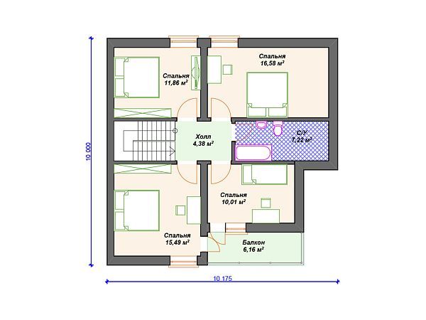  Проект каменного дома с гаражом S4-186 (К-033)