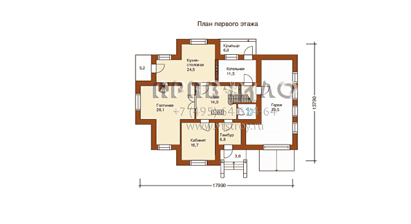 Проект коттеджа с увеличенным гаражом L-320-1K