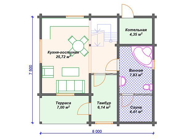 Проект деревянного дома с 3 спальнями S4-102 (ДС-081)