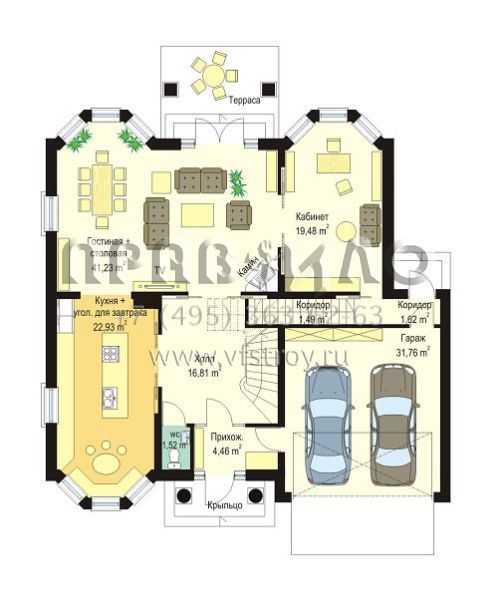 Проект стильного дома из керамических блоков S8-451-3 (Стильный)