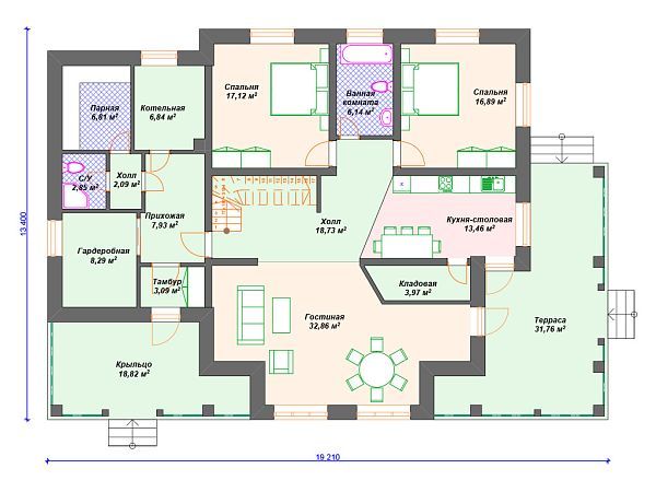 Проект комбинированного дома с мансардой S4-277 (А-026)