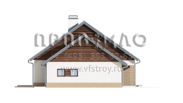 Проект бунгало с камином и двускатной кровлей  S3-138 (Z131)