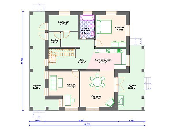 Проект комбинированного дома с мансардой S4-278 (А-027)
