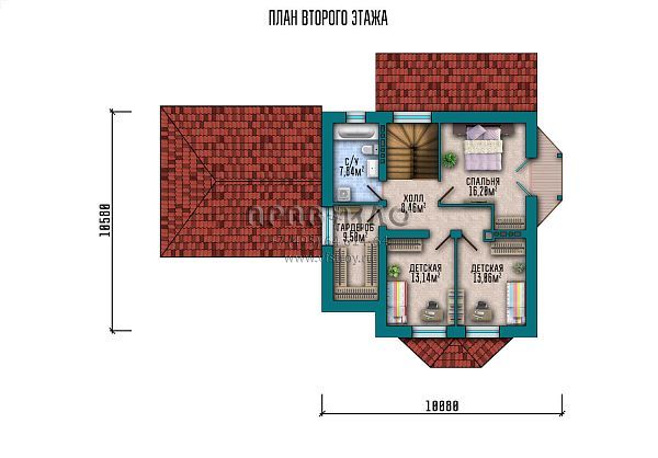Проект коттеджа с мансардным этажом, балконом, подвалом и гаражом на 2 автомобиля S2-273 (044-273-1МГП)