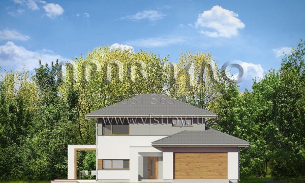 Проект дома с пологими скатами кровли S8-254 (Модена)