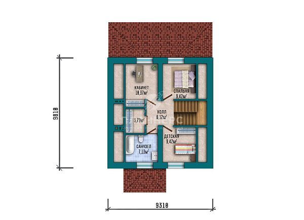 Проект компактного дома с мансардным этажом S2-134 (398-134-1М)