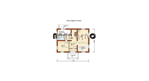 Небольшой загородный коттедж смешанного стиля J-175-1P
