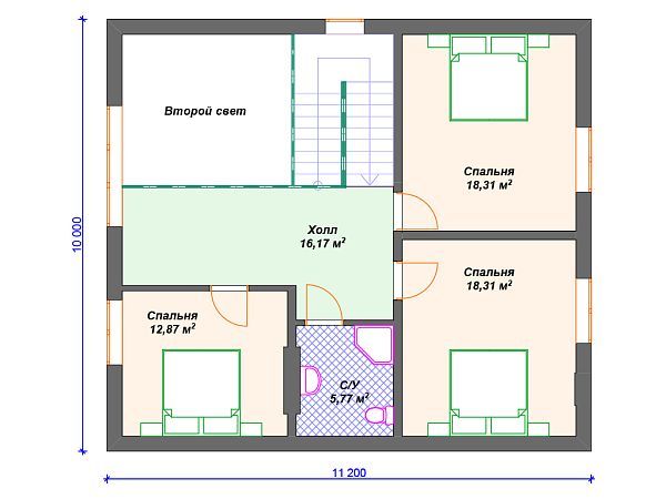 Проект каменного дома с 3 спальнями S4-199 (К-146)