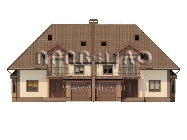 Проект двухквартирного дома с мансардой S3-223-2 (ZB1)