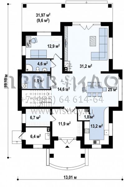 Проект элегантного классического двухэтажного дома с балконом и камином S3-285 (Zz12)