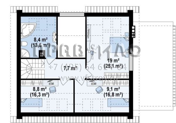 Проект одноэтажного дома с мансардой и с гаражом в классическом стиле S3-197 (Z266)