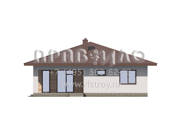 Проект одноэтажного загородного дома из газобетона S7-108 (3-43b)