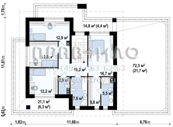 Проект современного двухэтажного дома с большим гаражом и с террасой на втором уровне S3-250-1(Z291)