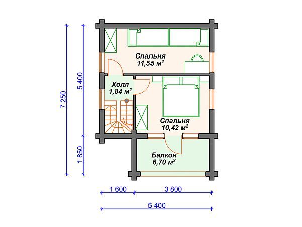Проект деревянной бани SB4-64 (Б-080)