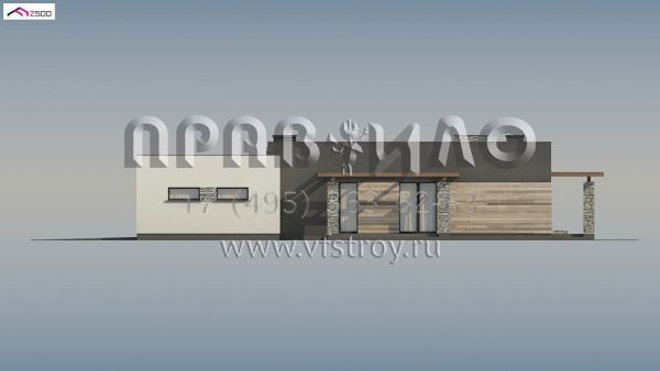 Проект современного одноэтажного дома с большим гаражом и с внешним камином S3-171-4 (Zx137)