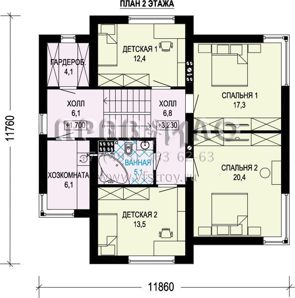 Проект трехэтажного дома с двойным гаражом S7-261 (5-07c)
