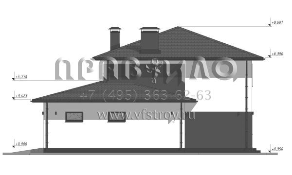 Проект стильного дома с гаражом на две машины S-216