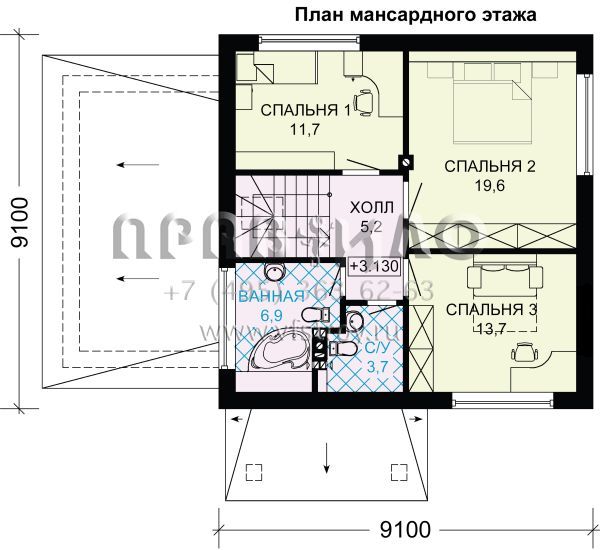Экономичный загородный дом с гаражом S7-145 (3-27b)