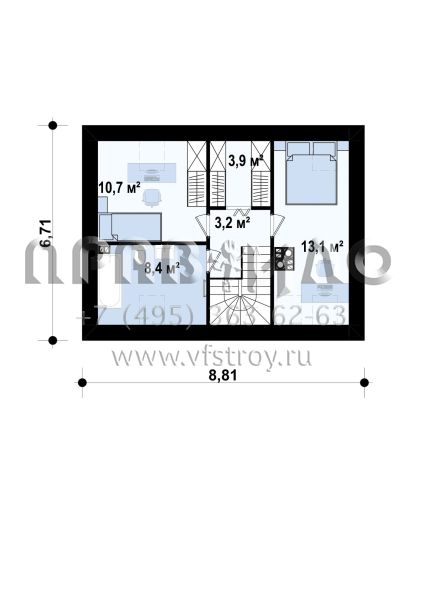 Проект небольшого уютного коттеджа  S3-84 (Z39)