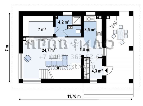 Проект бани с двумя спальными комнатами на втором уровне SB3-95 (Zp4)
