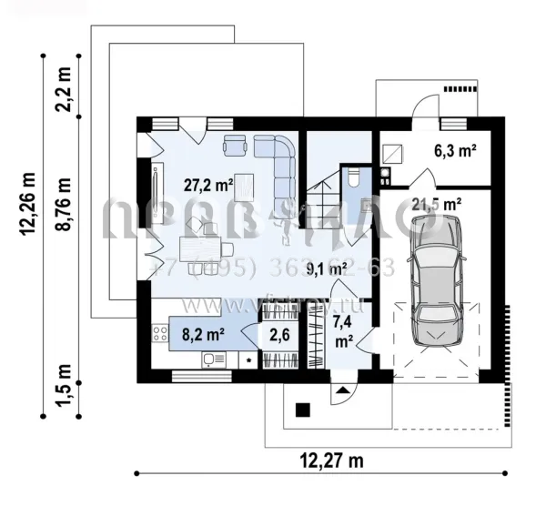 Проект комфортабельного дома с мансардой, гаражом и светлой гостиной с выходом на террасу S3-157-7 (Z479)