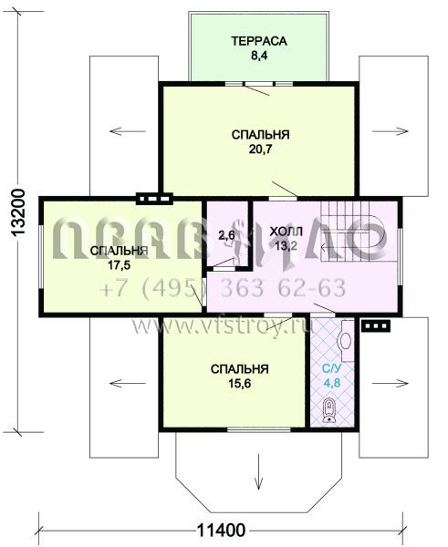 Проект брусового загородного дома S7-183 (1-08)