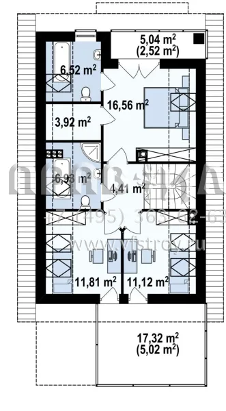 Проект вытянутого в плане дома для узкого участка  S3-144 (Z299)