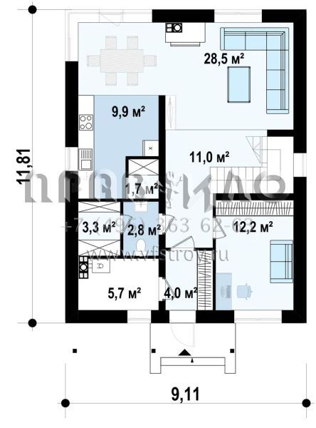 Проект двухэтажного дома  S3-156 (Zx24 a v2)