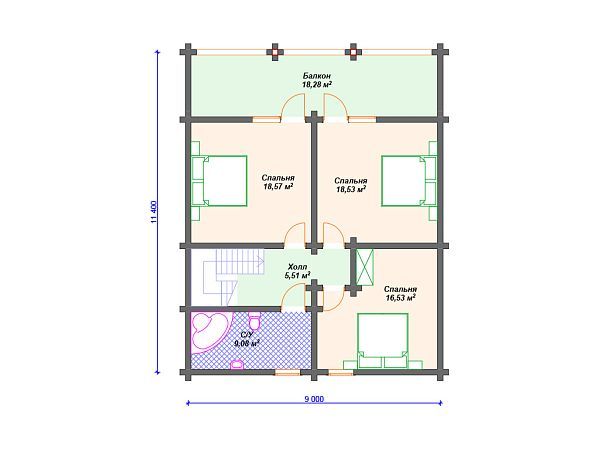 Проект деревянного дома с террасой S4-179 (ДС-126)