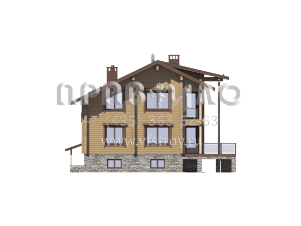 Особняк из клееного бруса с монолитным цоколем S7-390 (1-41)