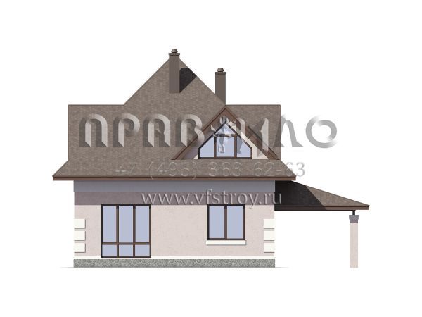 Проект экономичного загородного дома с навесом для автомобиля S7-134 (3-27c)