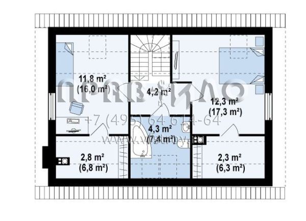 Проект двухэтажного дома с простыми фасадами  S3-117 (Z34)