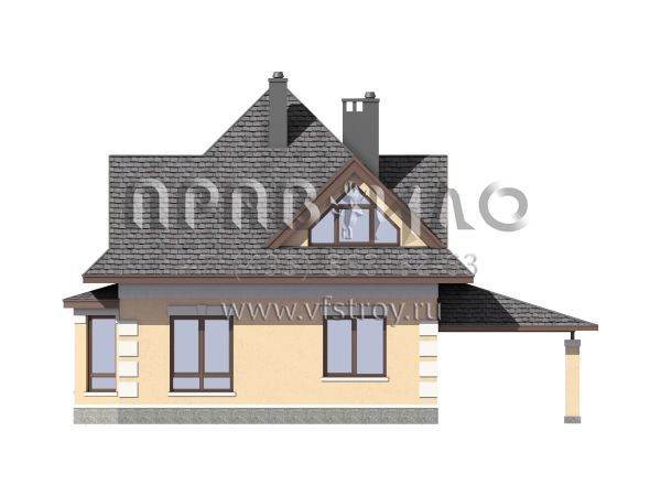 Экономичный загородный дом с навесом для автомобиля S7-116 (3-13c)