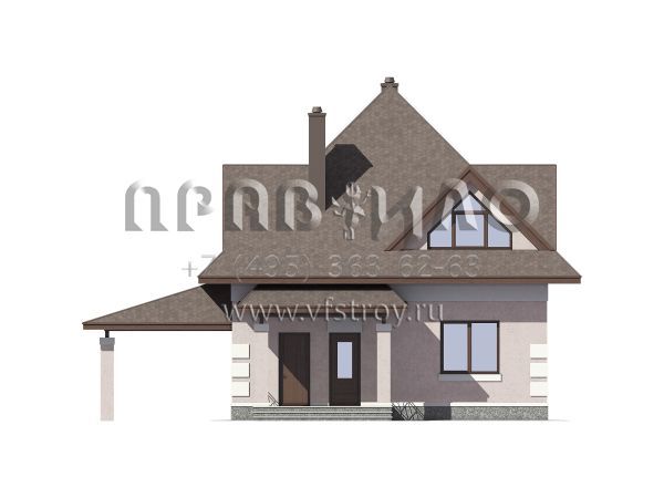 Проект экономичного загородного дома с навесом для автомобиля S7-134 (3-27c)