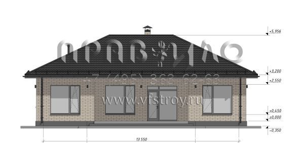 Проект одноэтажного дома с тремя спальнями S-104