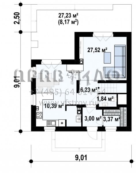 Проект небольшого уютного дома с мансардой и балконом S3-119-6 (z163 v1)