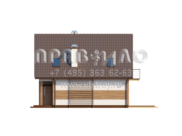 Проект прямоугольного экономичного дома с мансардой  S3-119-3 (Z45)